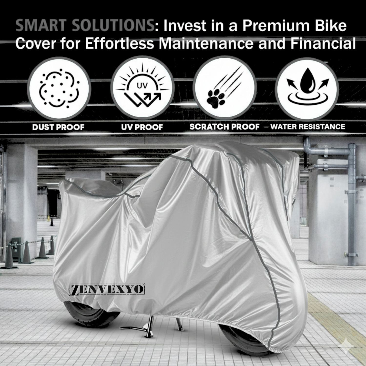 Image of ZENVEXYO Waterproof Two Wheeler Cover for TVS