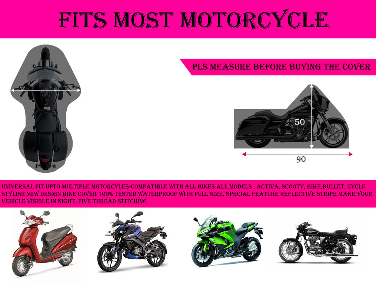 Image of Horseyaart Waterproof Two Wheeler Cover for Bajaj