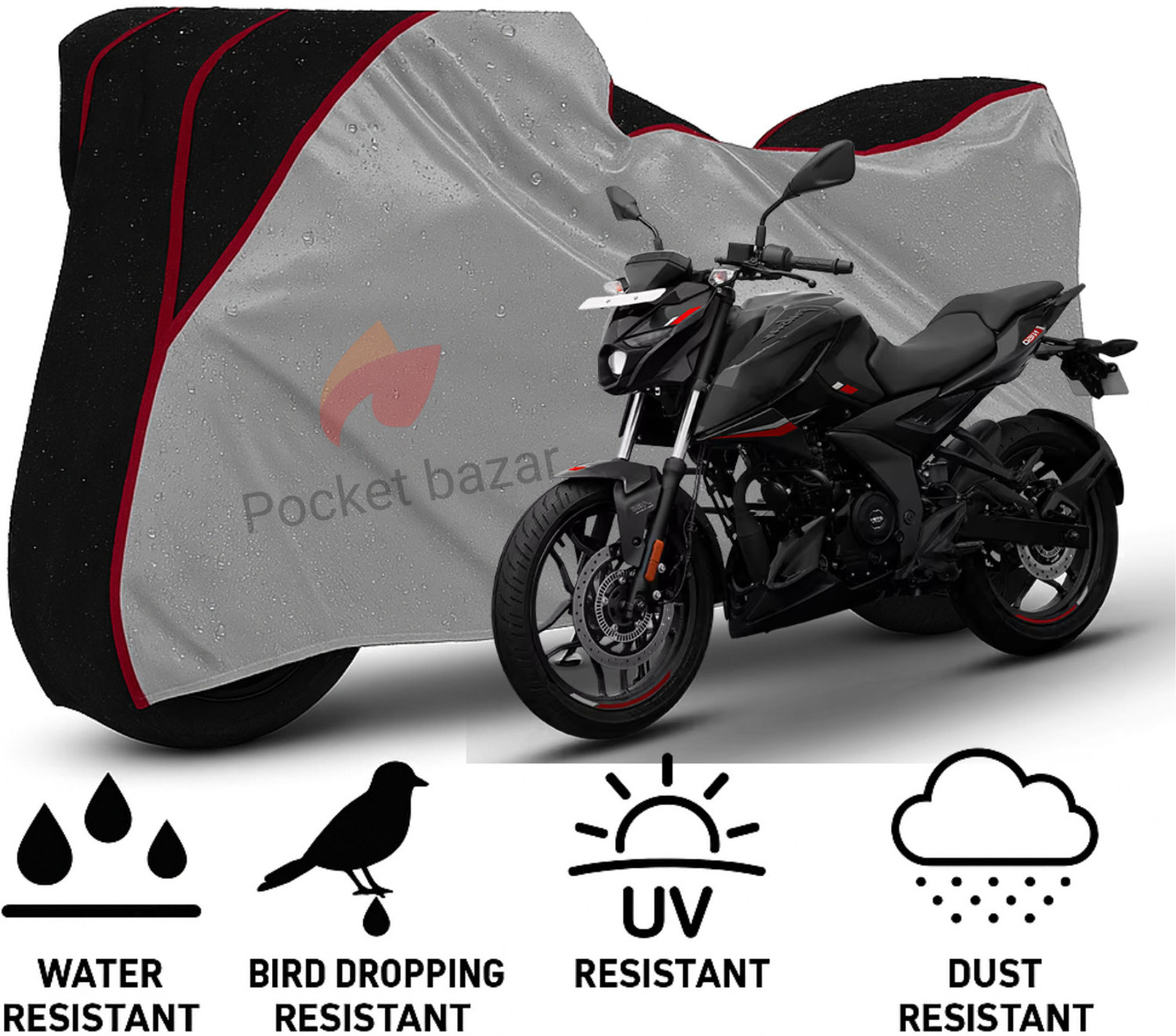 Image of pocket bazar Waterproof Two Wheeler Cover for Bajaj