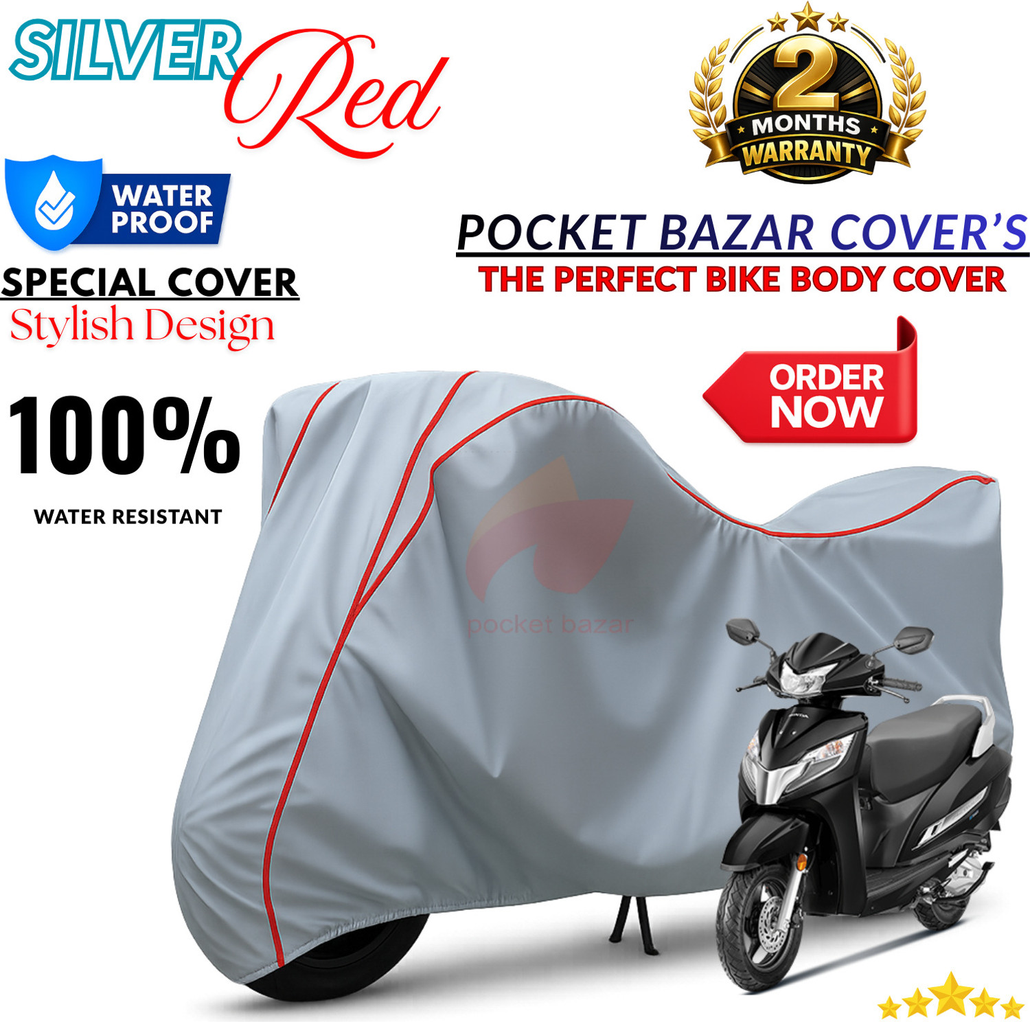 Image of pocket bazar Waterproof Two Wheeler Cover for Honda