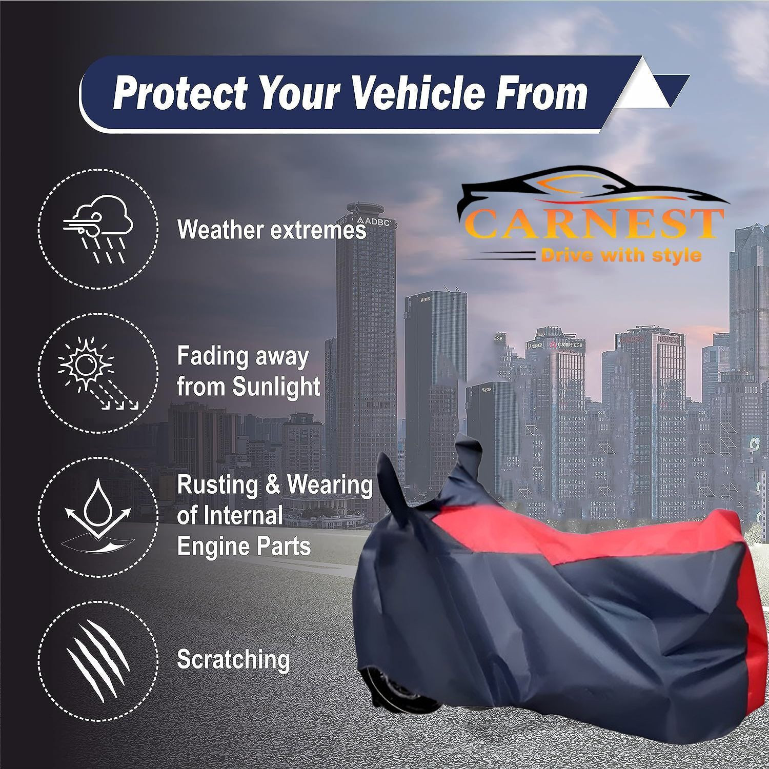 Image of CARNEST Waterproof Two Wheeler Cover for Yamaha
