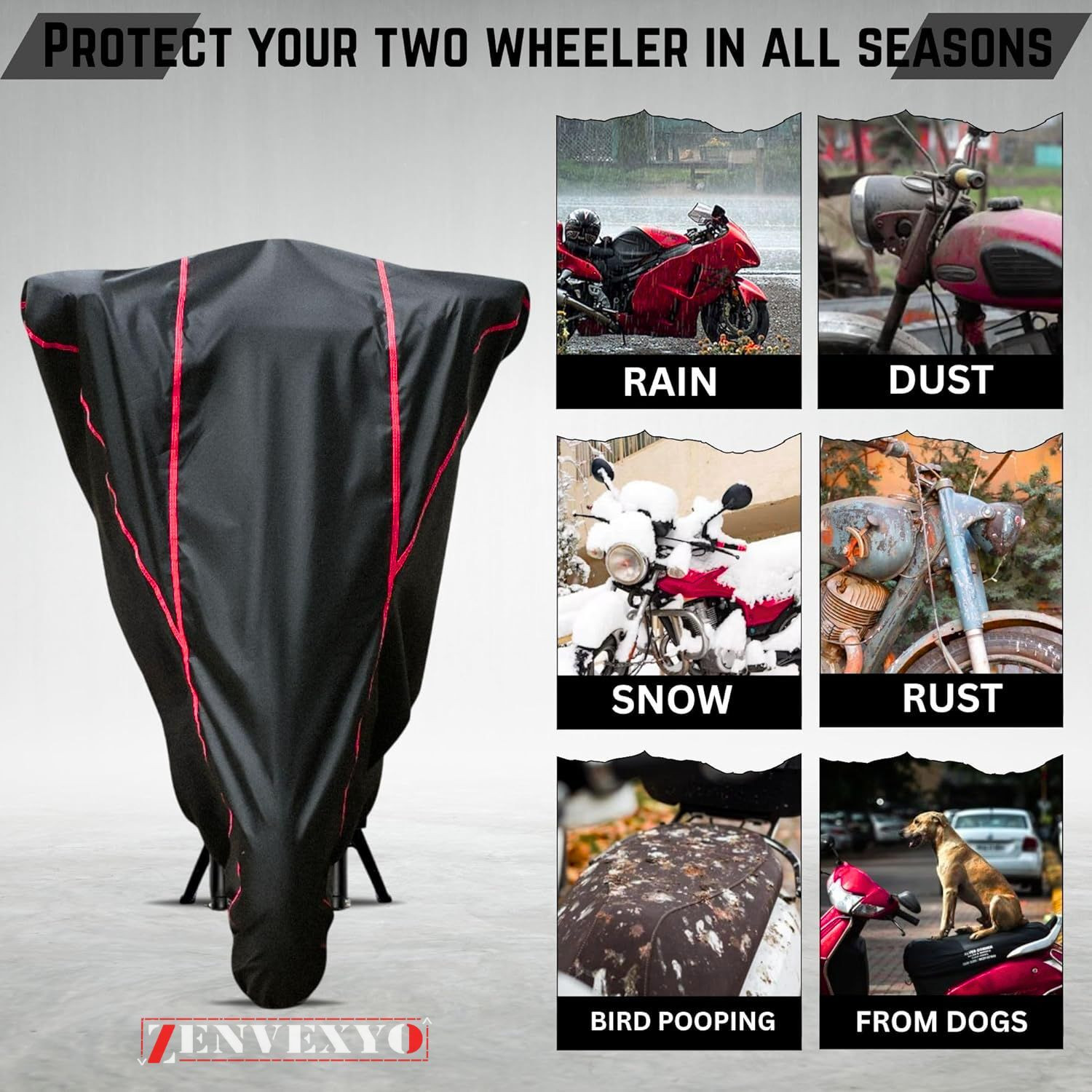 Image of ZENVEXYO Waterproof Two Wheeler Cover for Bajaj