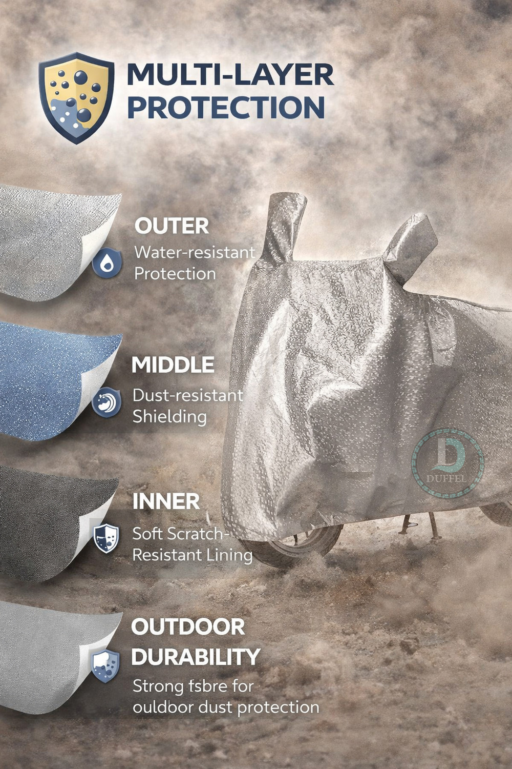 Image of Duffel Waterproof Two Wheeler Cover for Bajaj