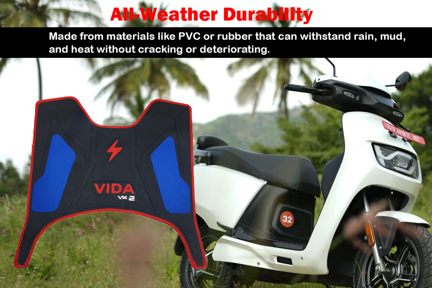 Image of Weyride Scooter Scooty Mat Two Wheeler Floor Foot Mat for (Vida VX2) Hero Two Wheeler Mat