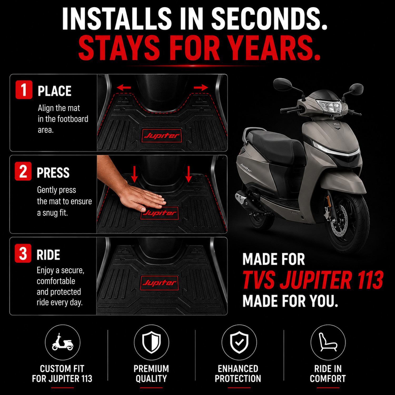 Image of Metro Industries METRO Jupiter 113 LLM TVS Jupiter Two Wheeler Mat