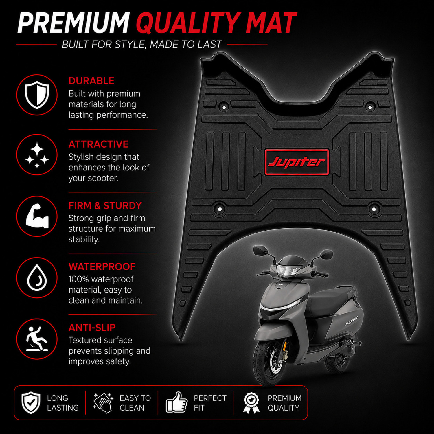 Image of Metro Industries METRO Jupiter 113 LLM TVS Jupiter Two Wheeler Mat