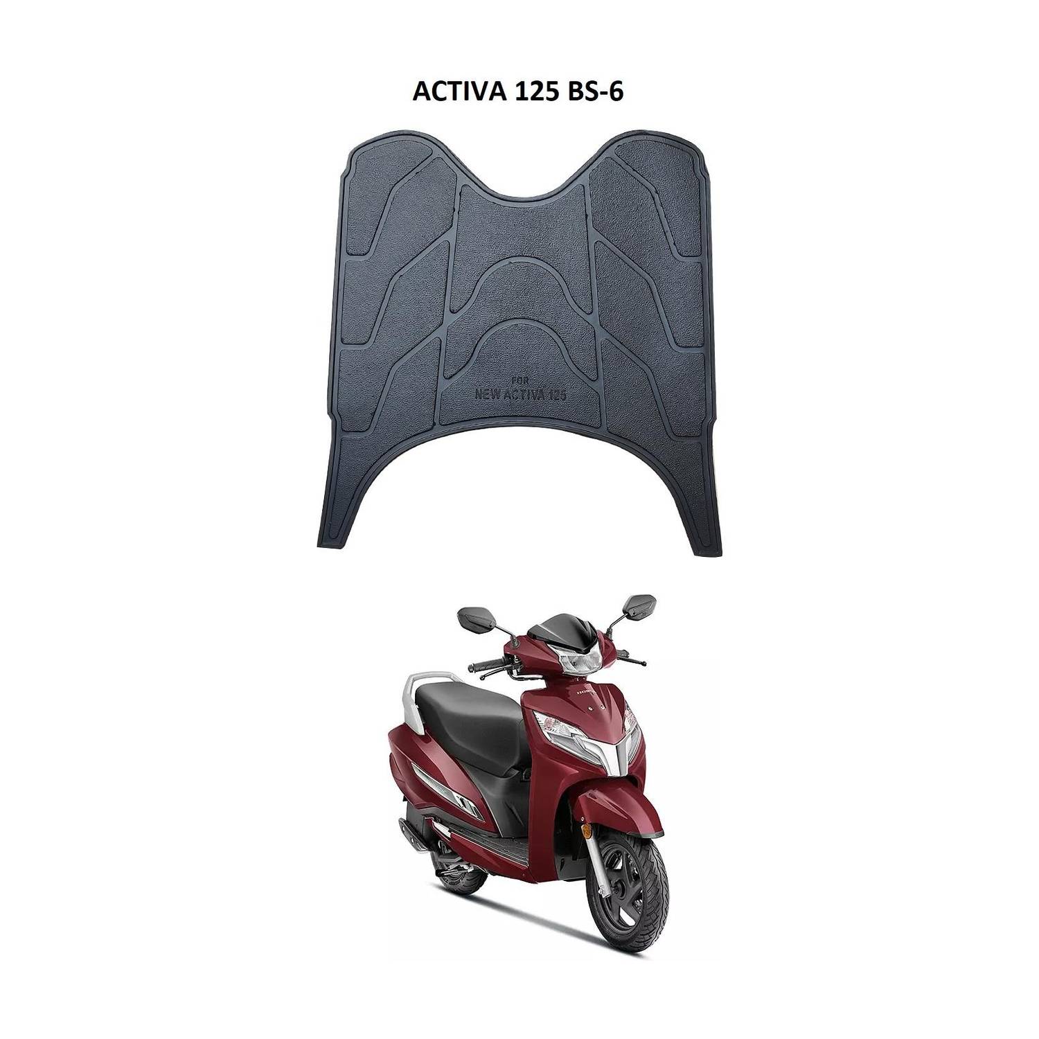Autoxygen Activa 125 BS-6 Black Scooter Foot Mat For Honda Activa 125 Two Wheeler Mat