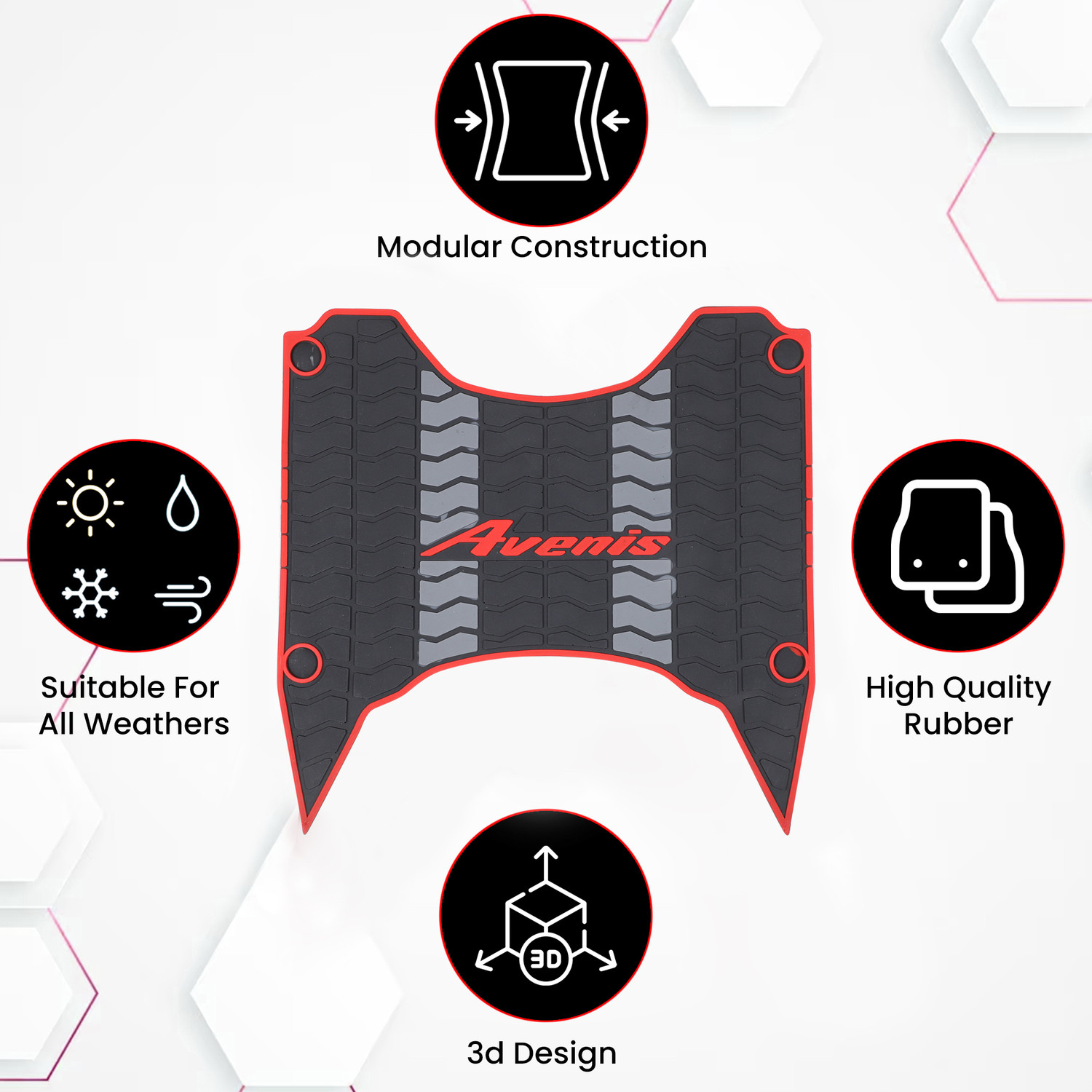 Image of Grandbiker Rubber Foot Mat Compatible with avenis 125 Suzuki Universal For Bike Two Wheeler Mat