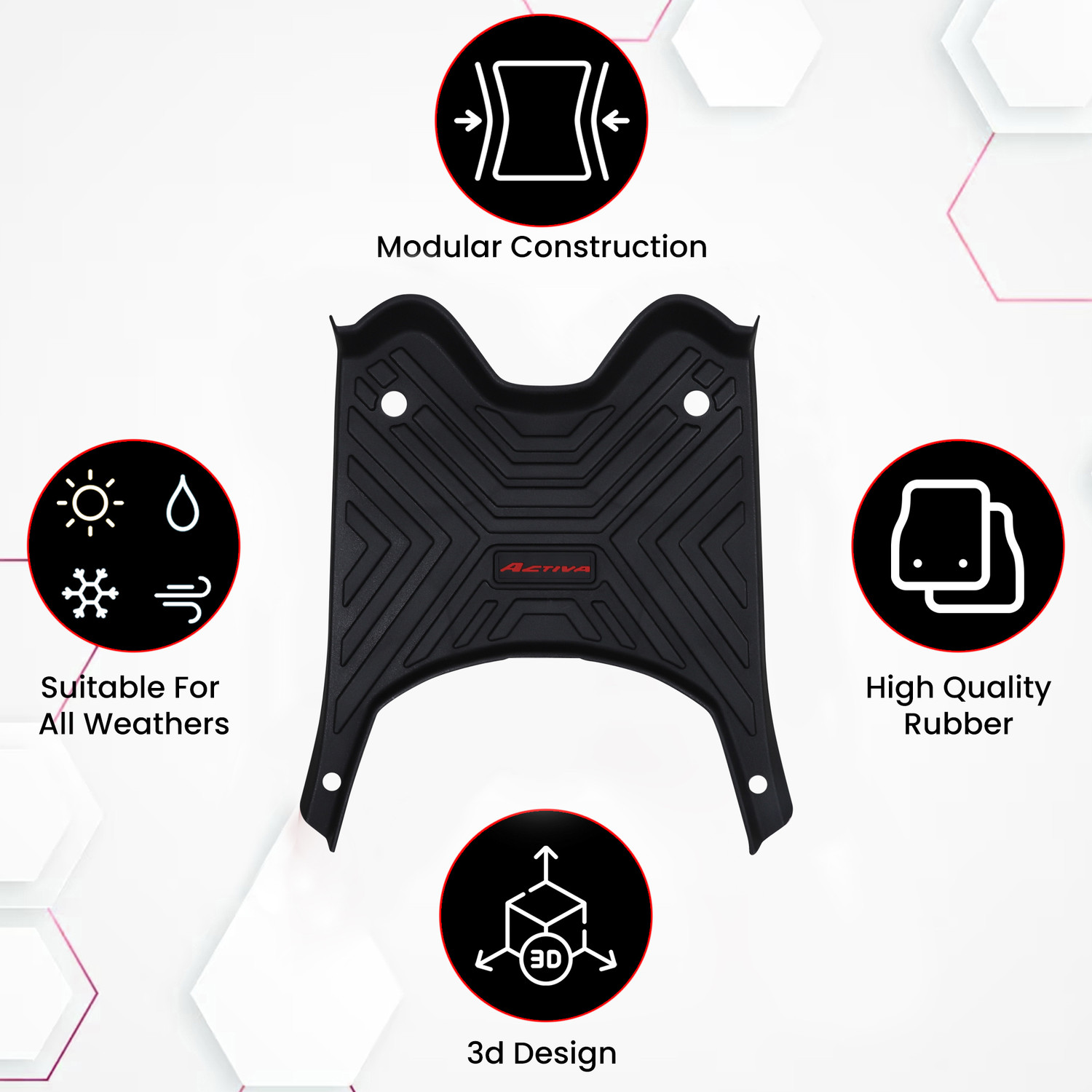 Image of Grandbiker 3D Footmat /Floor mat Compatible for Activa 110 Honda Activa Two Wheeler Mat