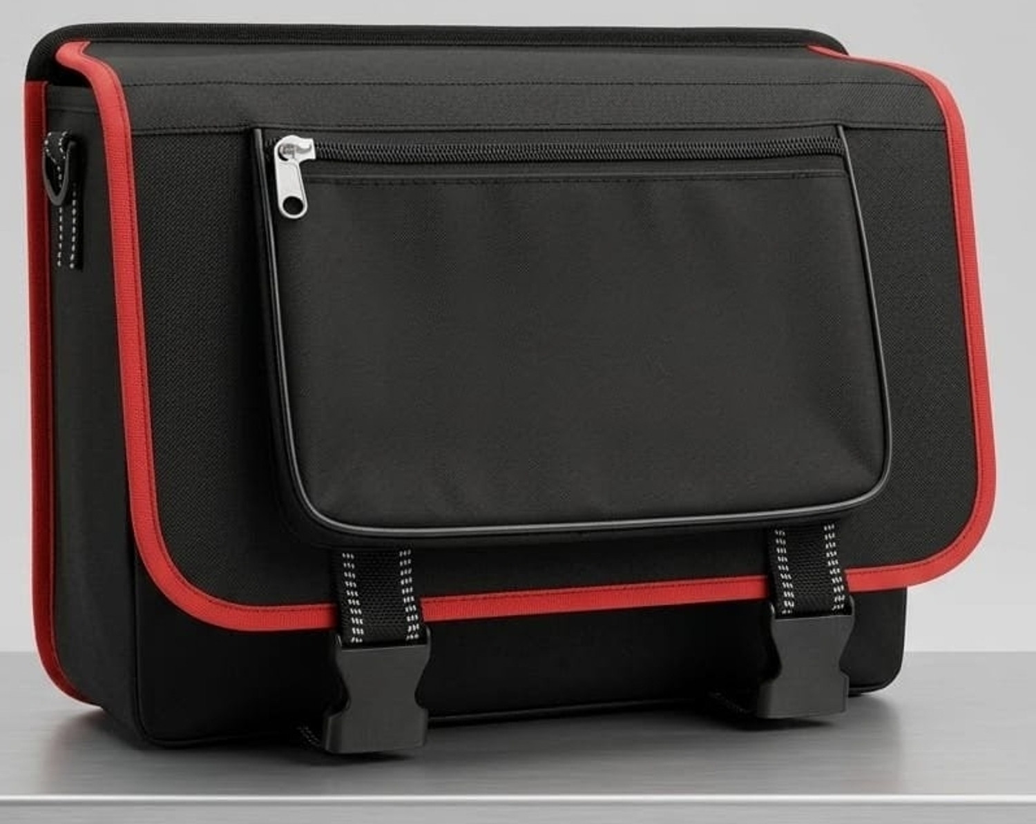 Image of Durastyle Pocket saddlebag Saddle Bag Black, Red Fabric, Rubber Motorbike Saddlebag
