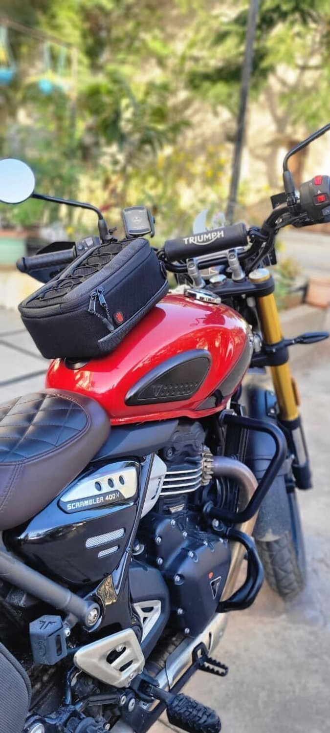 Image of RiderZone Pangi Motorcycle Tankbag for all bikes with Metal Tank Luggage Box Black Nylon Motorbike Saddlebag