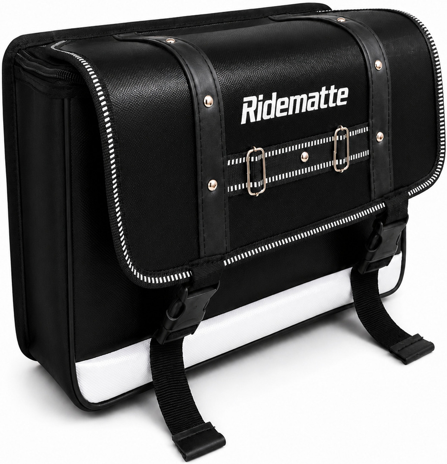 Image of Ridemate Ridematte Moto | Premium Quality | Durable | Amazing Looks | One-side Black Leatherette Motorbike Saddlebag