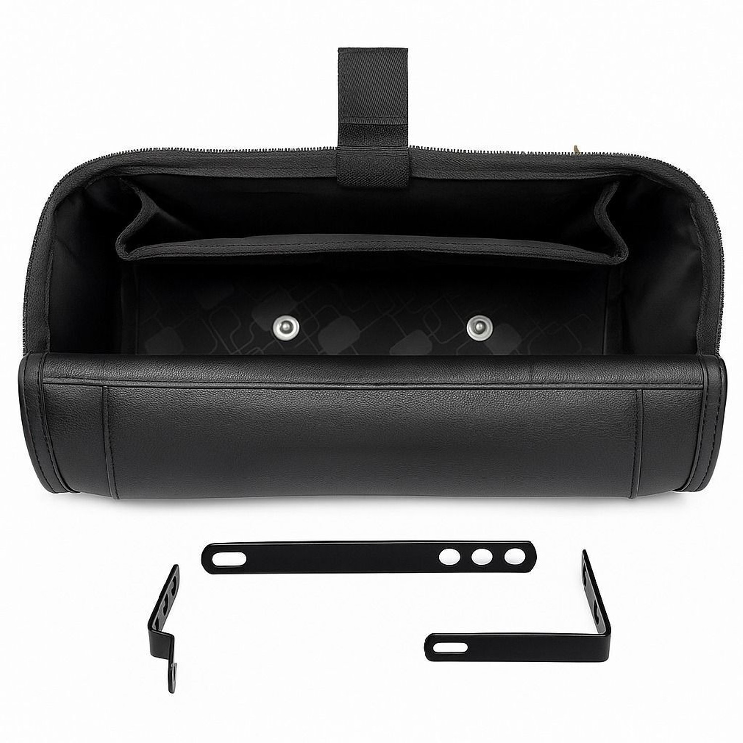 Image of EAZ Boulder Zetta Universal Motorcycle Saddle Bag Black Leatherette Motorbike Saddlebag