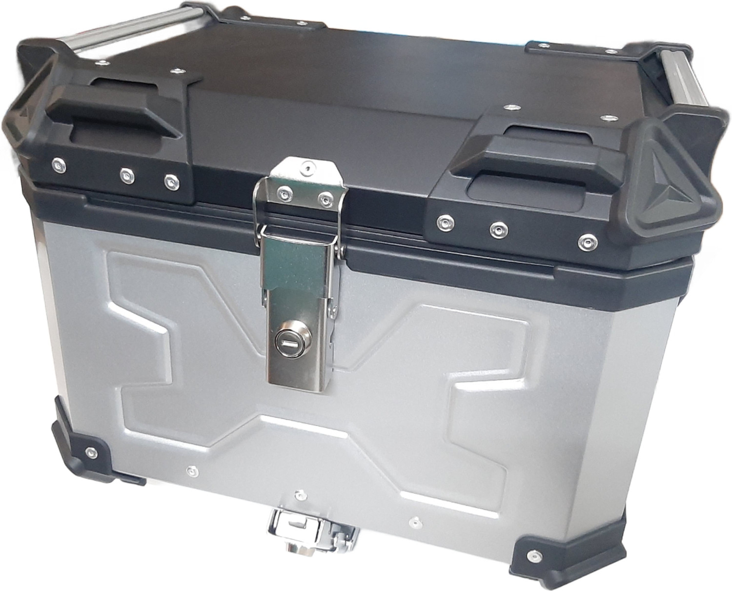 Image of AutoPowerz Top Box Silver Luggage Box Silver Aluminium Motorbike Saddlebag