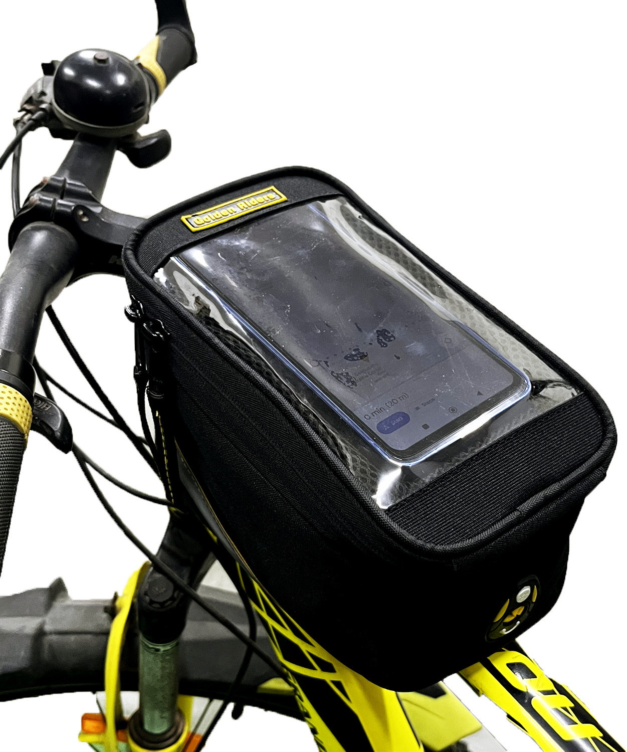 Image of Golden Riders Bicycle Handlebar front frame Tube bag Luggage Box Black Fabric Motorbike Saddlebag