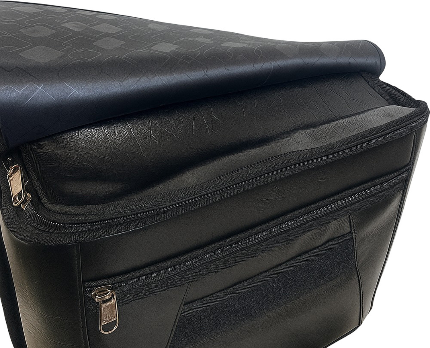 Image of EAZ STARWYN MAGNA Universal Bike Side Bag with Fitting Patti Saddle Bag Black Leatherette Motorbike Saddlebag