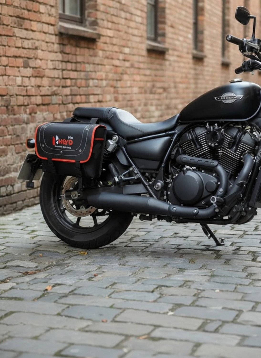 Image of Ridematte Ridematte Hero Moto One-side Black Leatherette Motorbike Saddlebag
