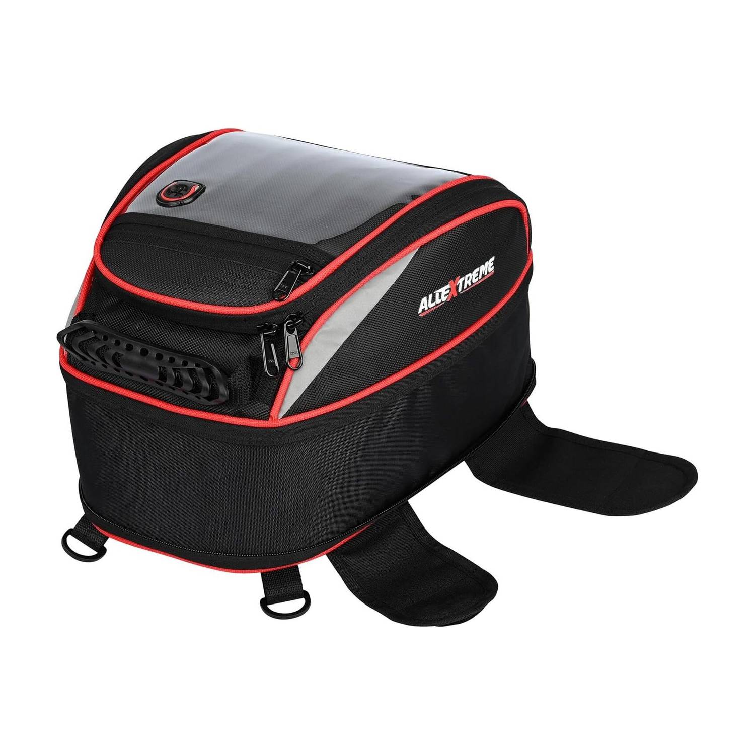 ALLEXTREME EXFTB01 Magnetic Fuel Tank Bag with Rain Cover & Multi-Pocket Storage Compartments Universal Fit Accessory for All Motorcycles Bike Luggage Box Black Polyester Motorbike Saddlebag