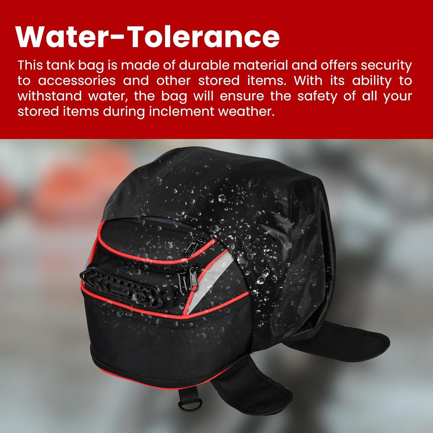 Image of ALLEXTREME EXFTB01 Magnetic Fuel Tank Bag with Rain Cover & Multi-Pocket Universal Fit Saddle Bag Black Polyester Motorbike Saddlebag