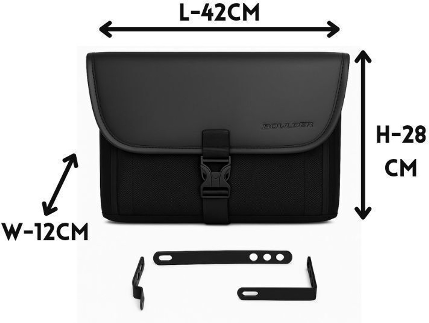 Image of EAZ Boulder Zetta Universal Motorcycle Saddle Bag Black Leatherette Motorbike Saddlebag