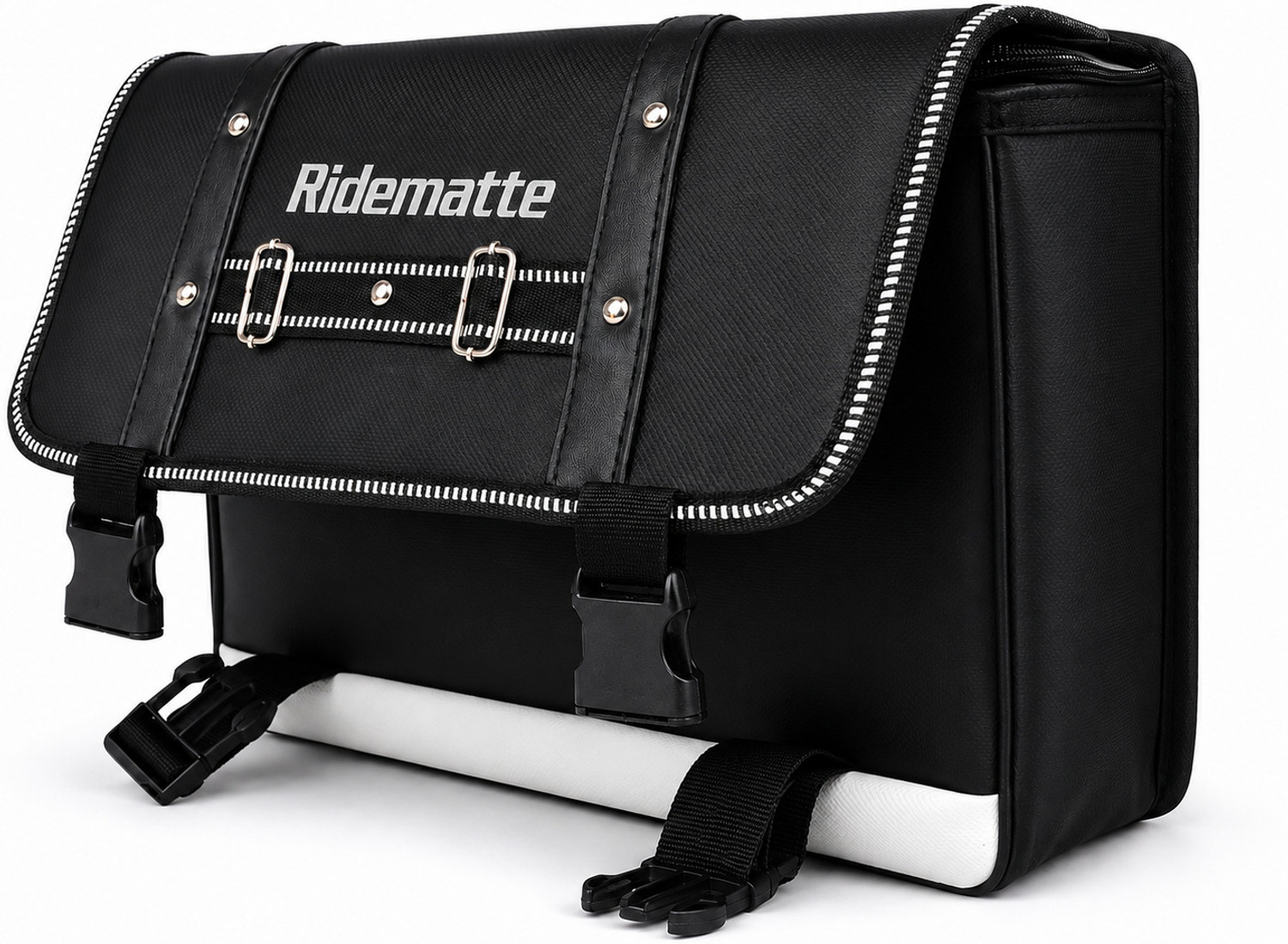 Image of Ridemate Ridematte Moto | Premium Quality | Durable | Amazing Looks | One-side Black Leatherette Motorbike Saddlebag