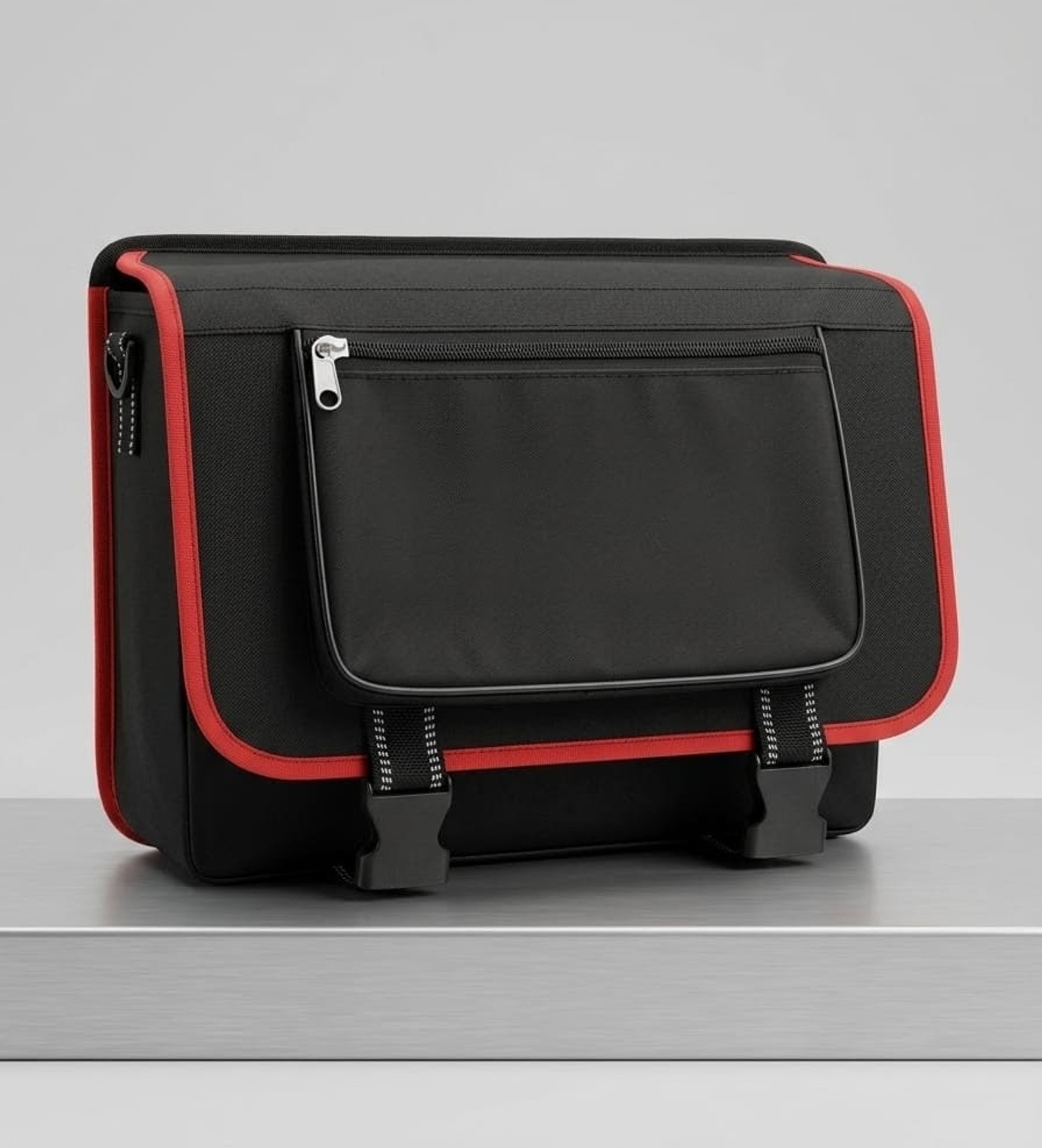Image of Durastyle Pocket saddlebag Saddle Bag Black, Red Fabric, Rubber Motorbike Saddlebag