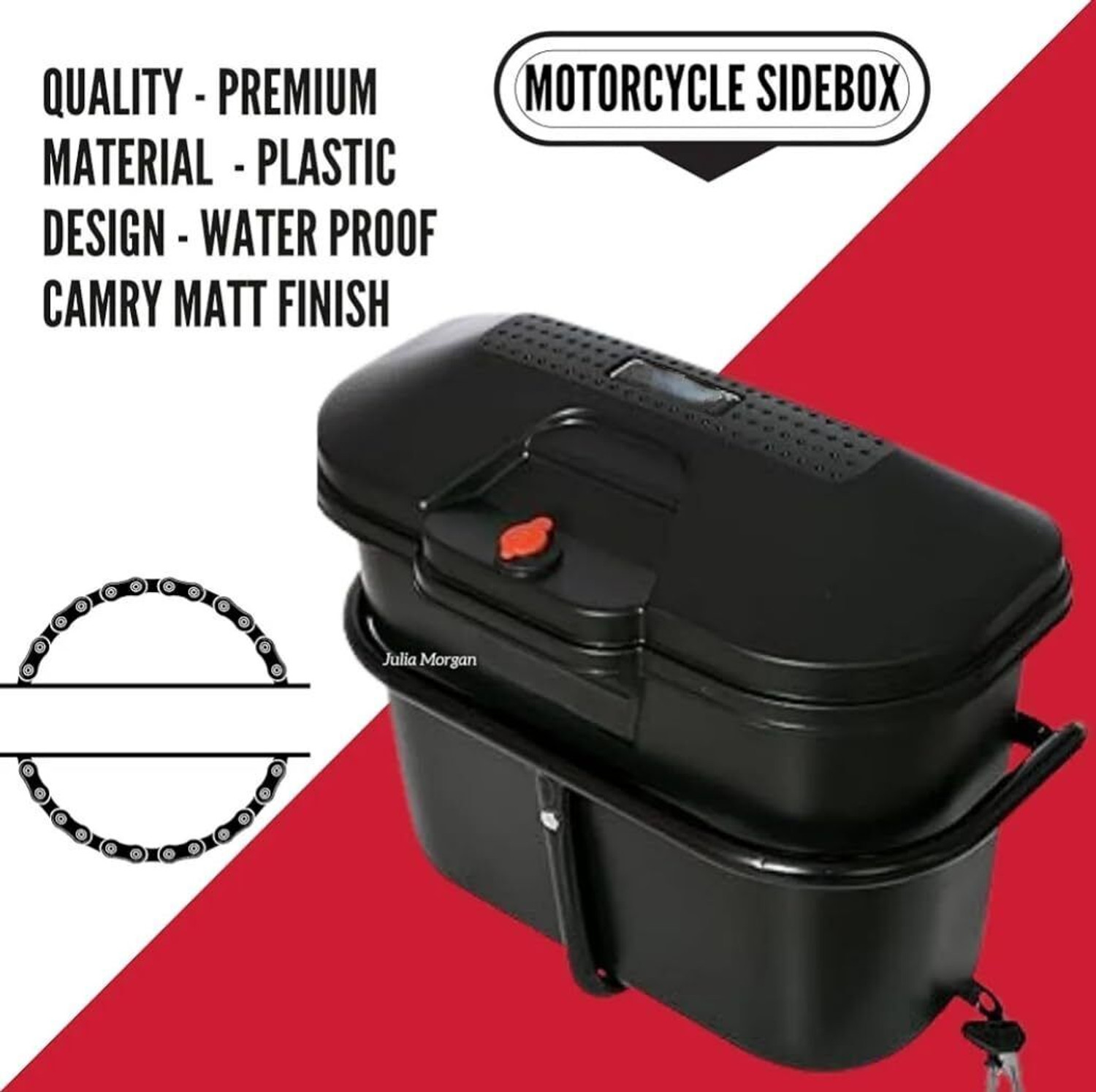 Image of MIKSHU Bike Luggage 100cc Super Box With Universal Fitment Clamp (Matt Black) Luggage Box Black Plastic Motorbike Saddlebag