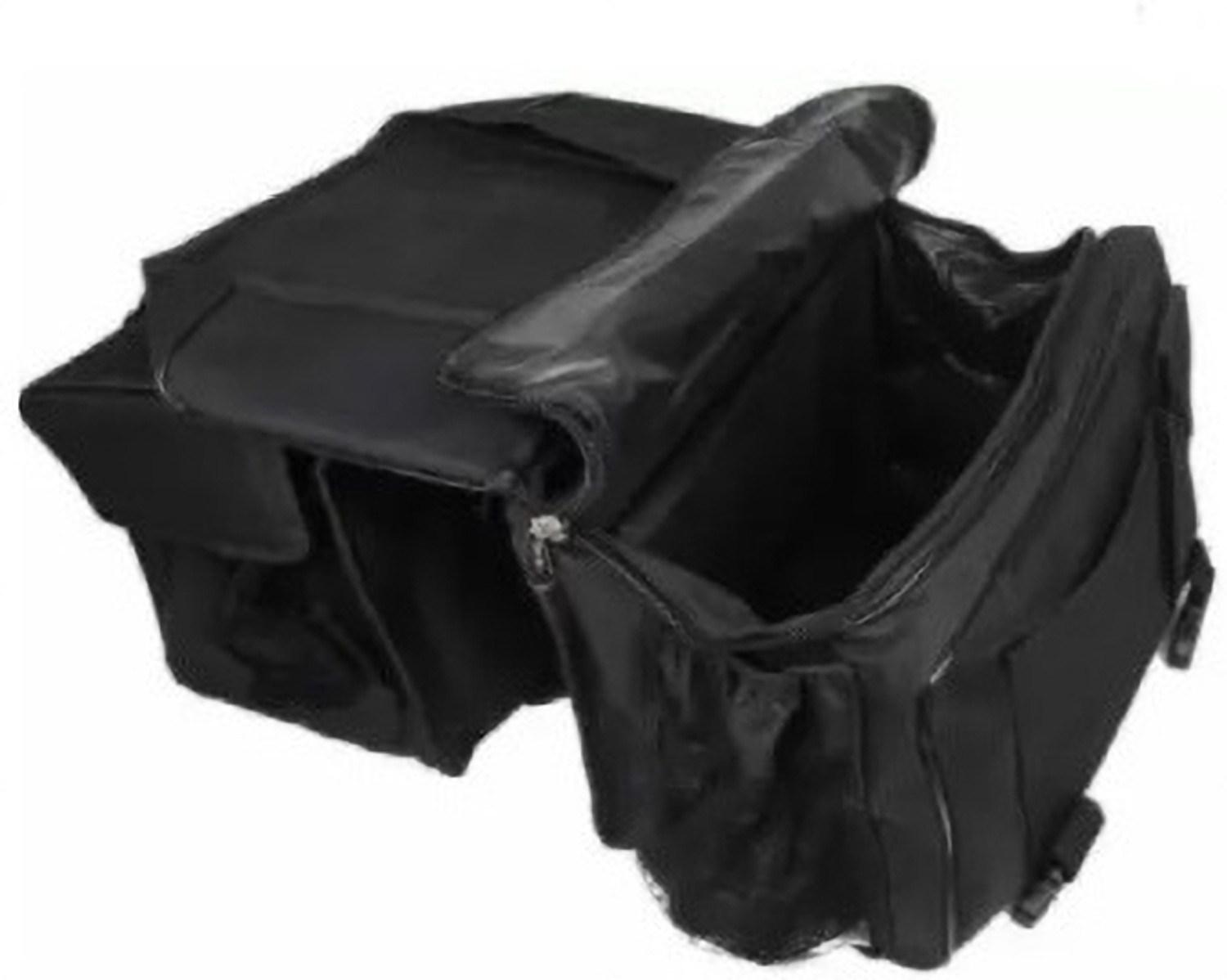 Image of Golden Fox Two Wheeler Double-Side Hanging Saddlebag for All Motorcycles Double-side Black Polyester, Leatherette Motorbike Saddlebag