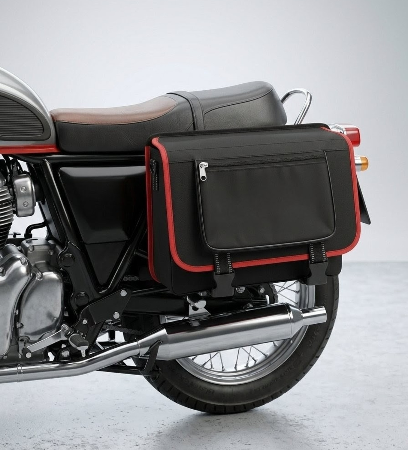 Image of Durastyle Pocket saddlebag Saddle Bag Black, Red Fabric, Rubber Motorbike Saddlebag