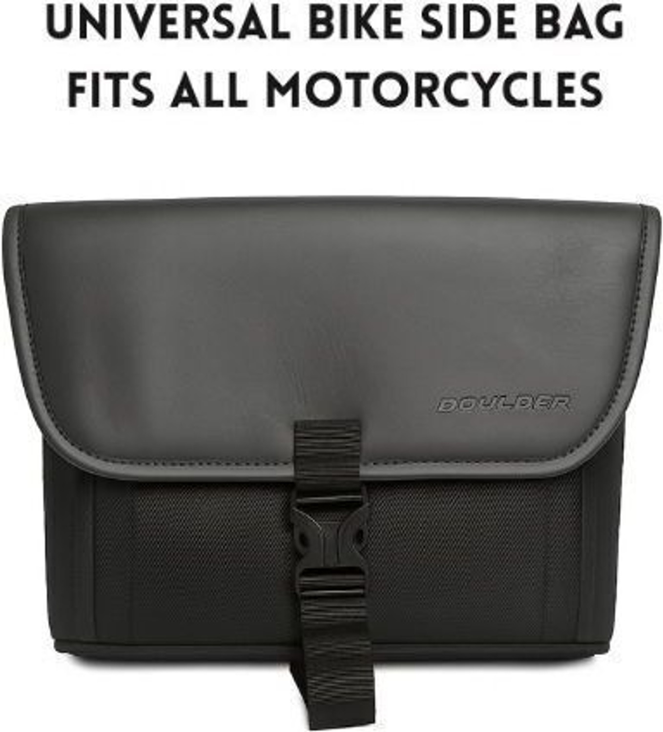 Image of EAZ Boulder Zetta Universal Motorcycle Saddle Bag Black Leatherette Motorbike Saddlebag