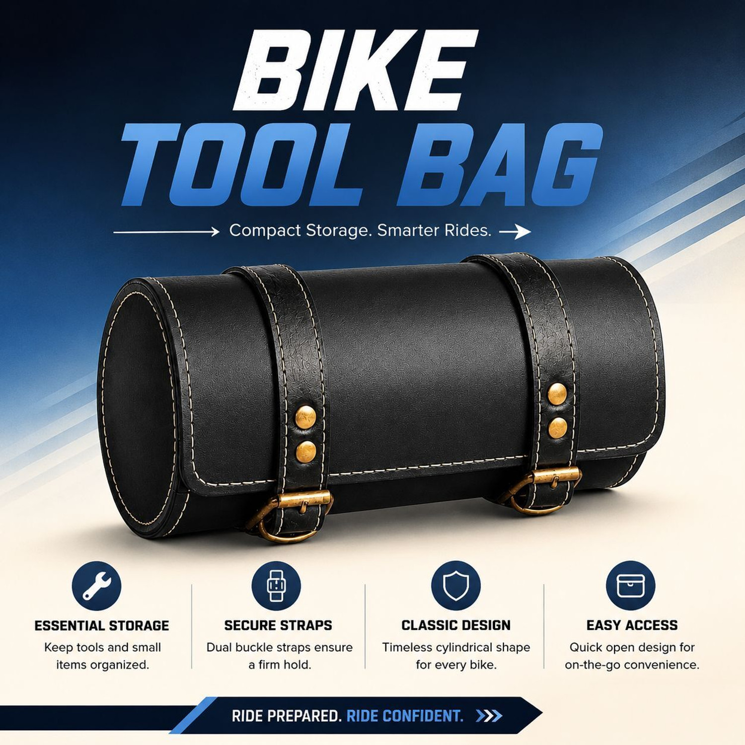 Image of FATHER AUTO Saddle Bag Black Leather Motorbike Saddlebag