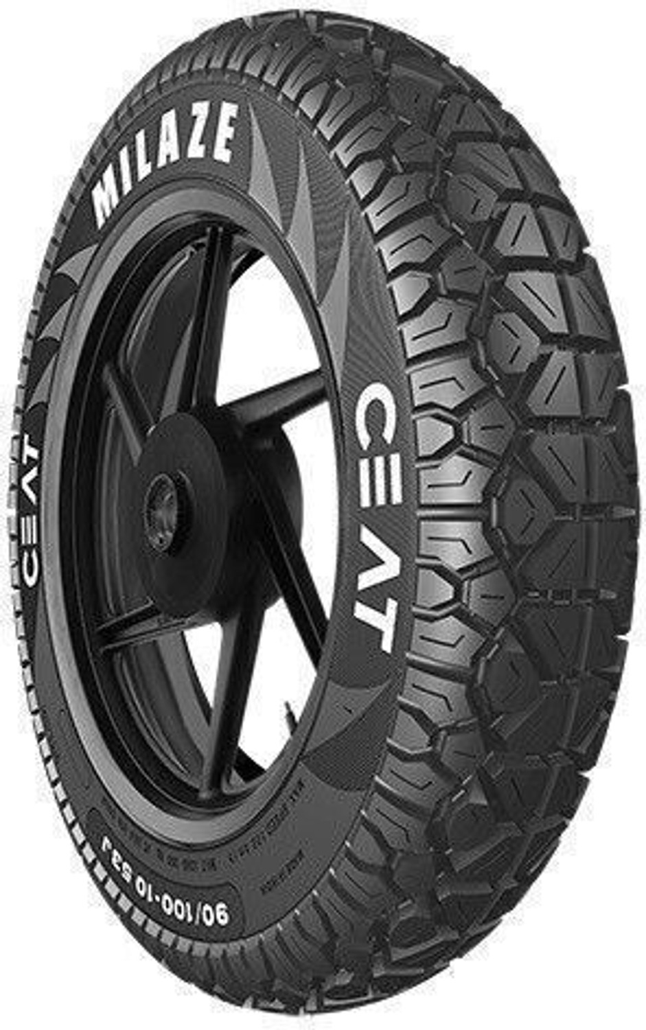 Image of CEAT Milaze X5 90 /100-10 TL 53J SW 90 /100-10 Front & Rear Two Wheeler Tyre