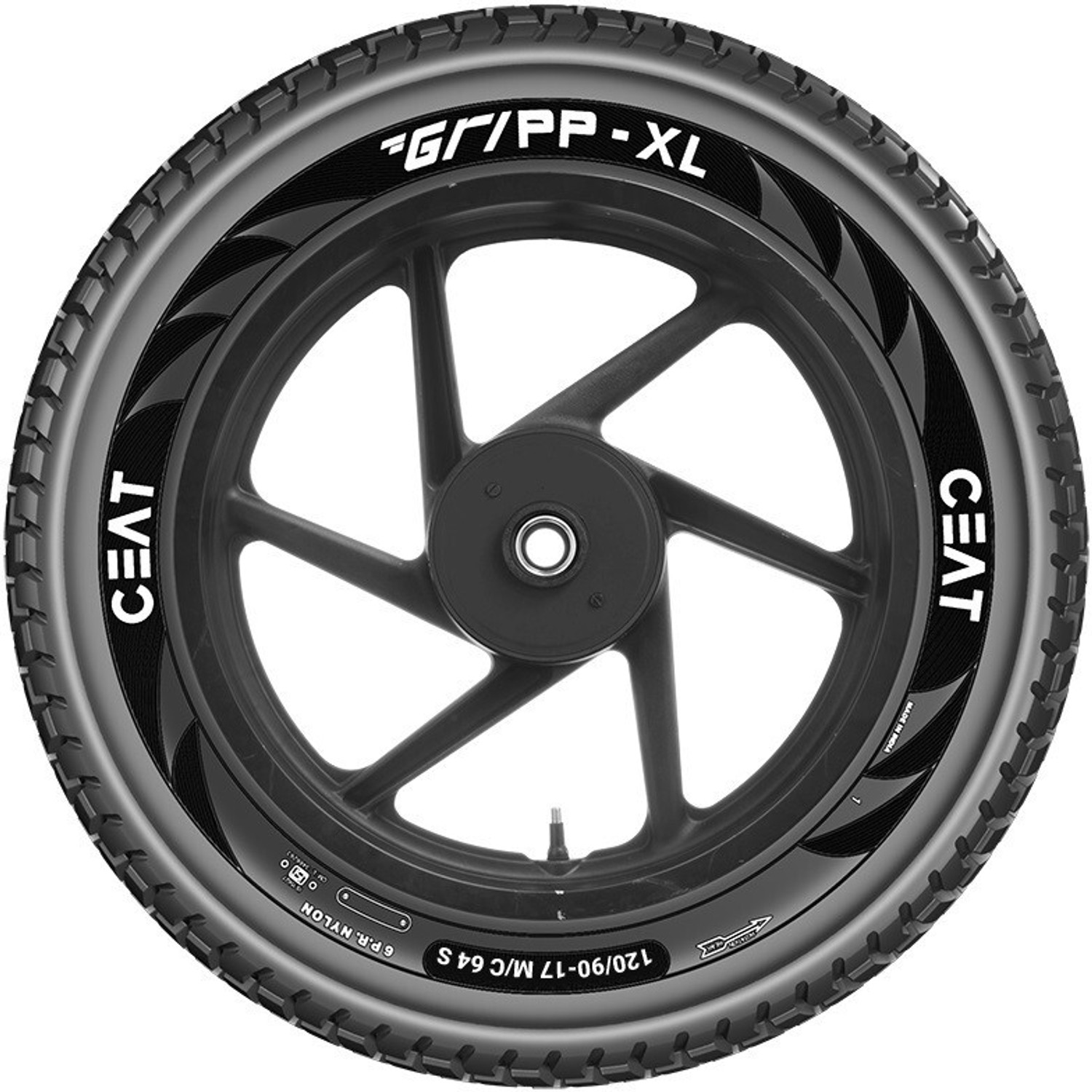 Image of CEAT GRIPP XL TT 64S 120 /90-17 Rear Two Wheeler Tyre