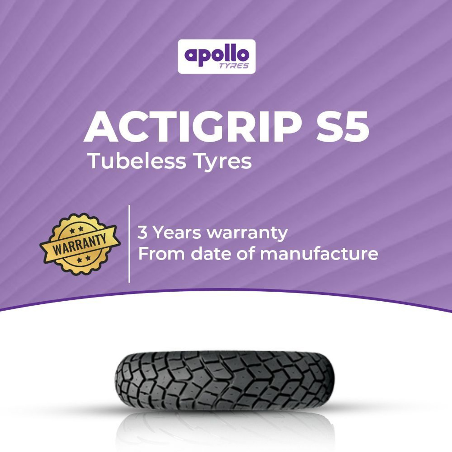 Image of Apollo 90 /90-12 54J ACTIGRIP S5 90 /90-12 Front & Rear Two Wheeler Tyre