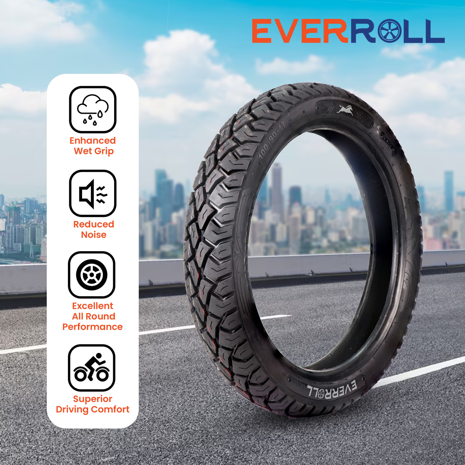 Image of EverRoll N6110665 100 /90-17 Rear Two Wheeler Tyre