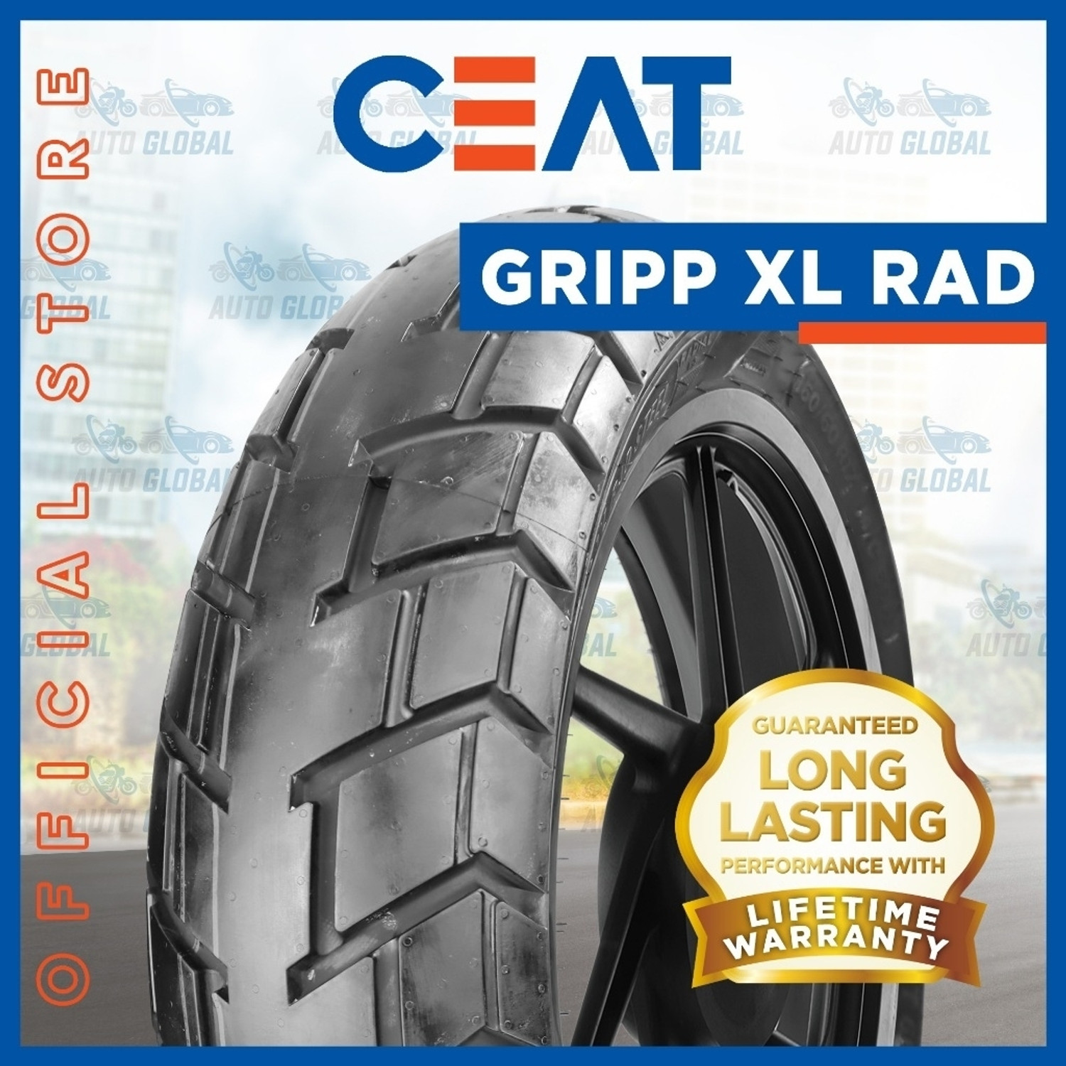 Image of CEAT 160 /60-R17 GRIPP XL RAD 160 /60-R17 ( UPSIZE FOR 150 /60-R17 ) GRIPP XL RAD Rear Two Wheeler Tyre
