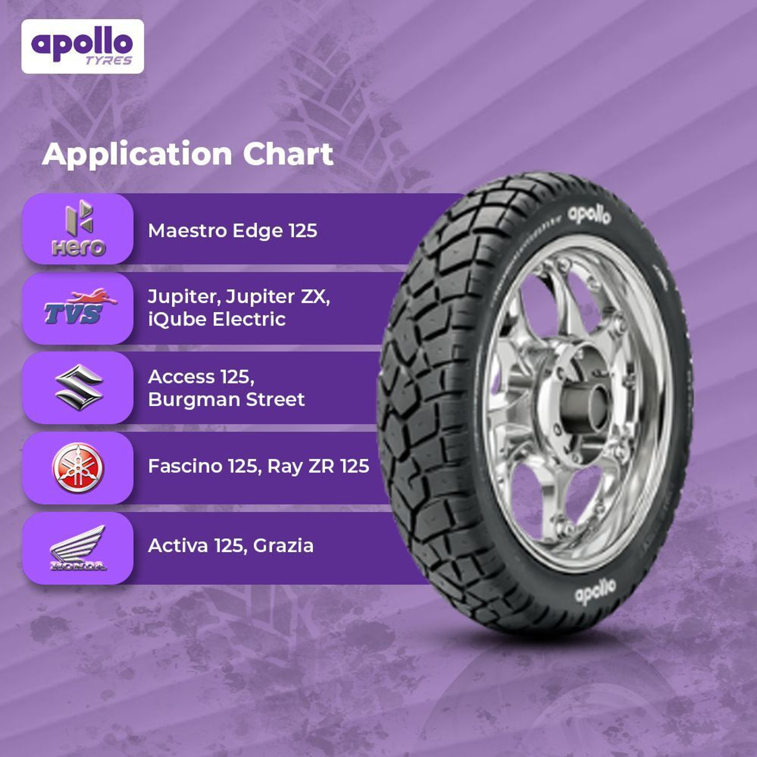 Image of Apollo 90 /90-12 54J ACTIGRIP S5 90 /90-12 Front & Rear Two Wheeler Tyre