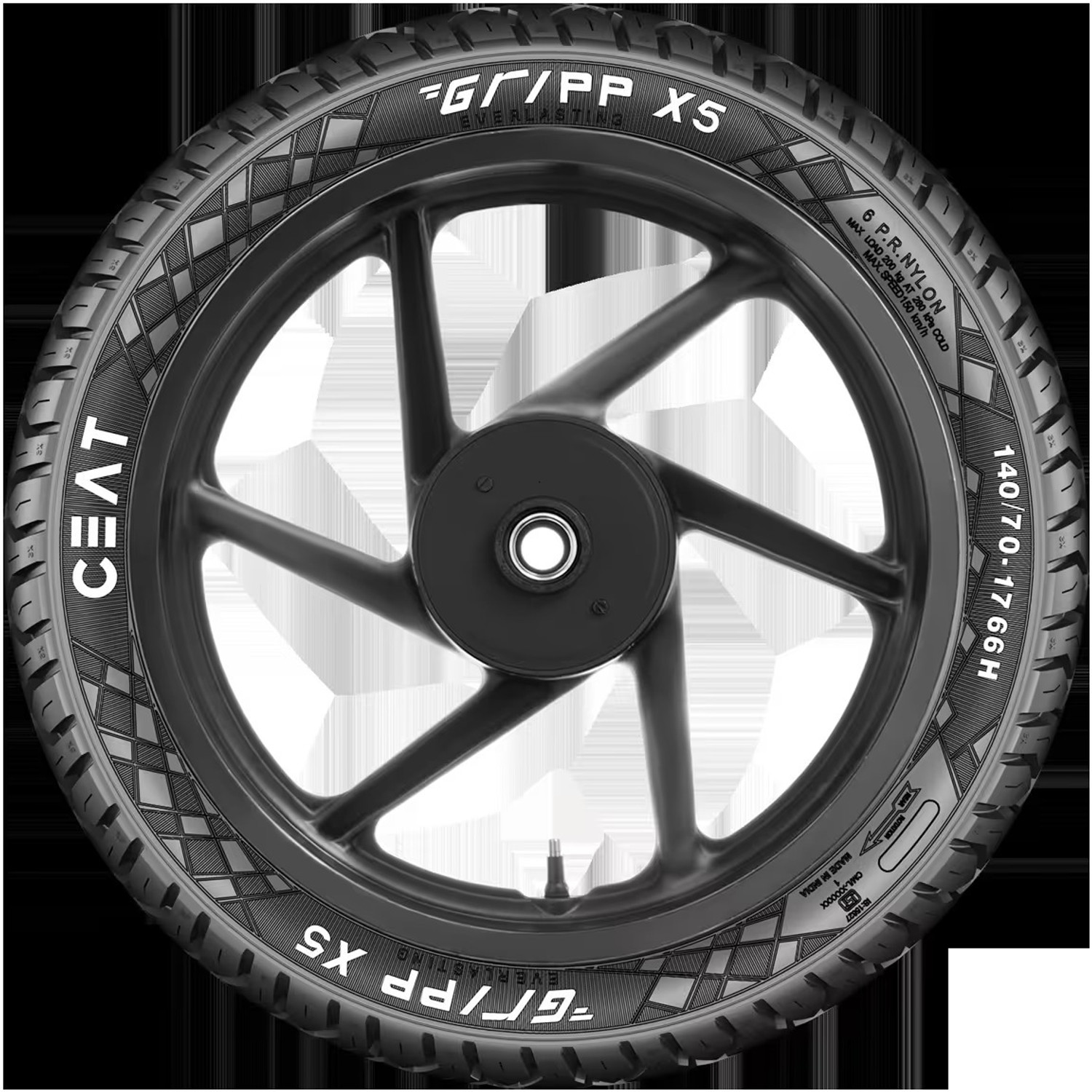 Image of CEAT 140 /70-17 GRIPP X5 TL 66H 140 /70-17 Rear Two Wheeler Tyre
