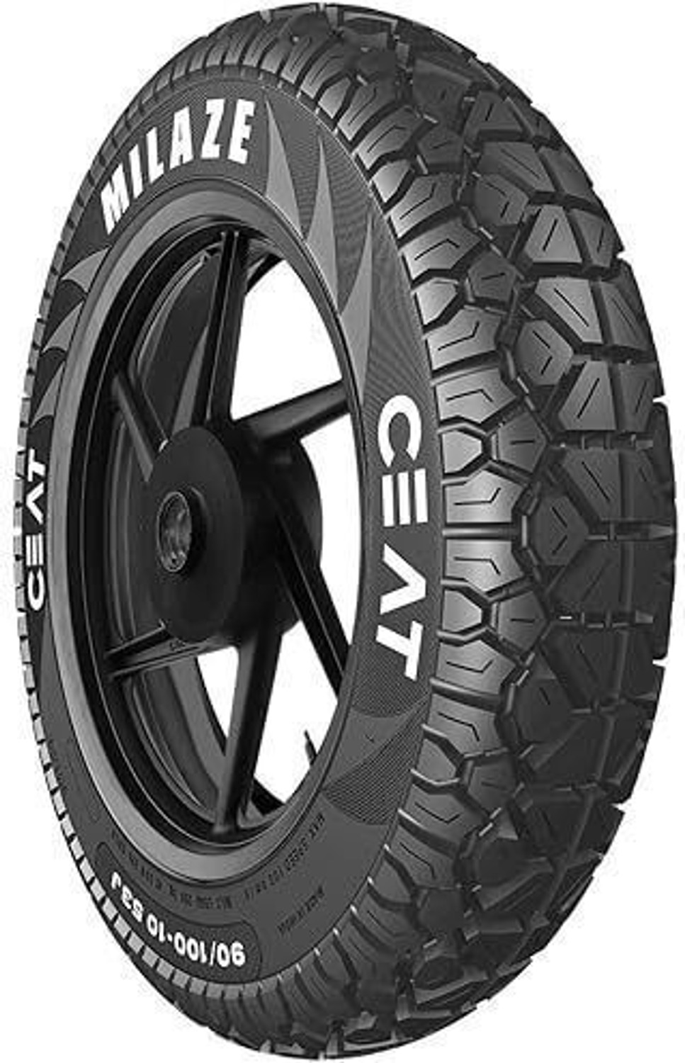 Image of CEAT 90 /100-10 milage TL 53J 90 /100-10 Front & Rear Two Wheeler Tyre