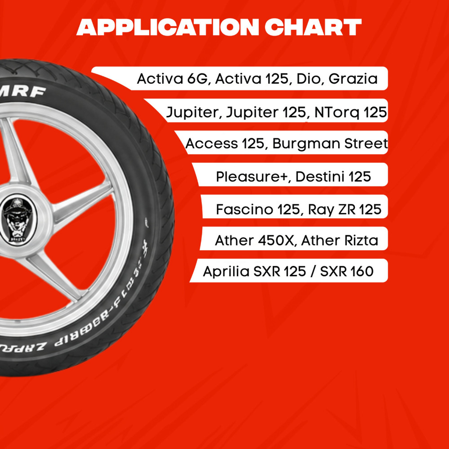 Image of MRF 90 /90 /12 ZAPPER FG Front Two Wheeler Tyre (Street, Tube Less) Front & Rear Two Wheeler Tyre
