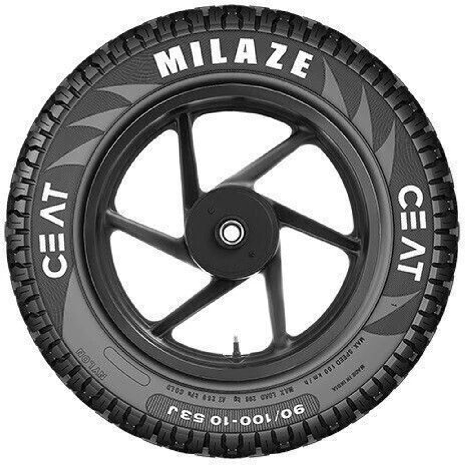 Image of CEAT Milaze X5 90 /100-10 TL 53J SW 90 /100-10 Front & Rear Two Wheeler Tyre