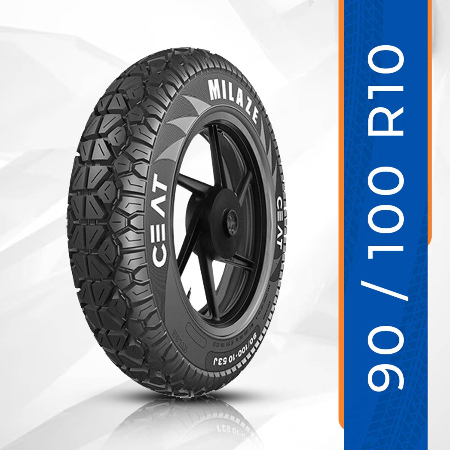 CEAT Milaze TL 53J SW 90/100-10 Front & Rear Tyre