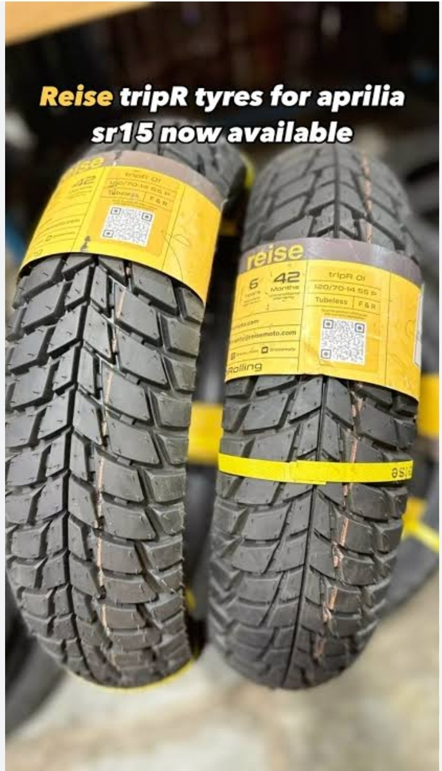Image of Reise Moto 120 /70-R14 & 120 /70-R14 TRIP COMBO PACK 2 TYRES - FRONT & REAR Front & Rear Two Wheeler Tyre