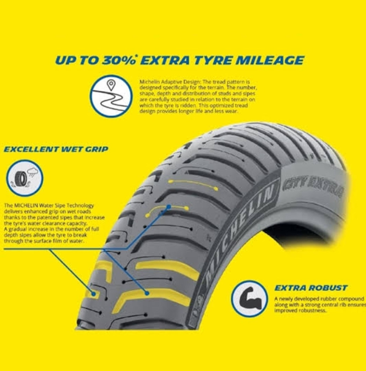 Image of MICHELIN 80 /100-R18 CITY EXTRA REAR 80 /100-R18 CITY EXTRA Rear Two Wheeler Tyre