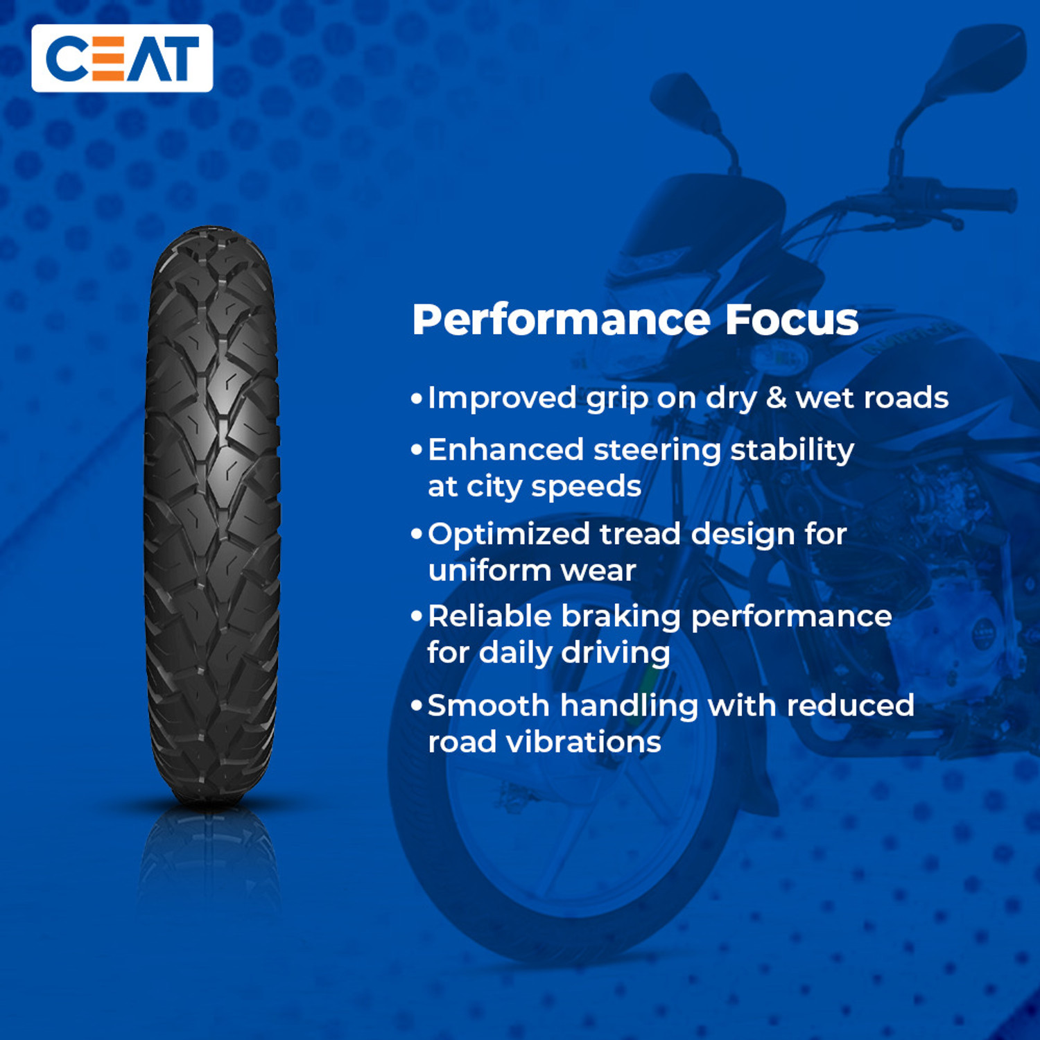 Image of CEAT GRIPP X3 TL 55P 100 /90-17 Rear Two Wheeler Tyre