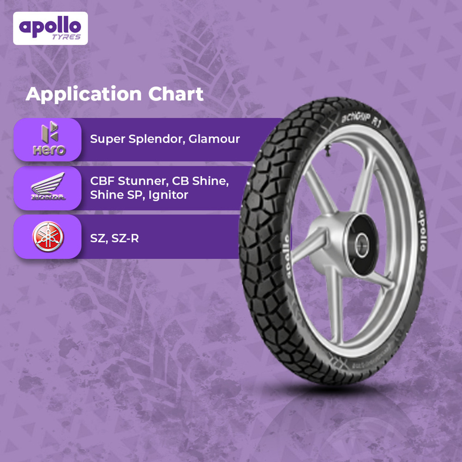 Image of Apollo actiGRIP R1 80 /100 -18 Rear Two Wheeler Tyre