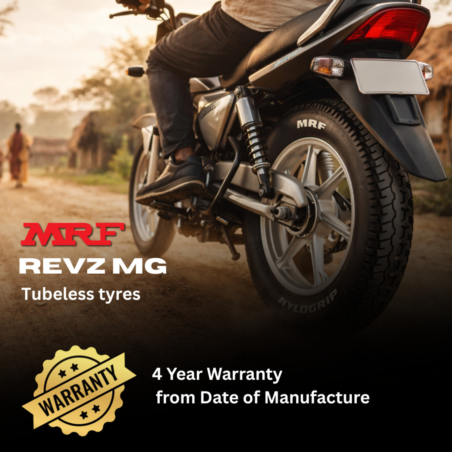 Image of MRF 140 /60R17 M /C 63P REVZ MG TUBELESS TYRE Rear Two Wheeler Tyre