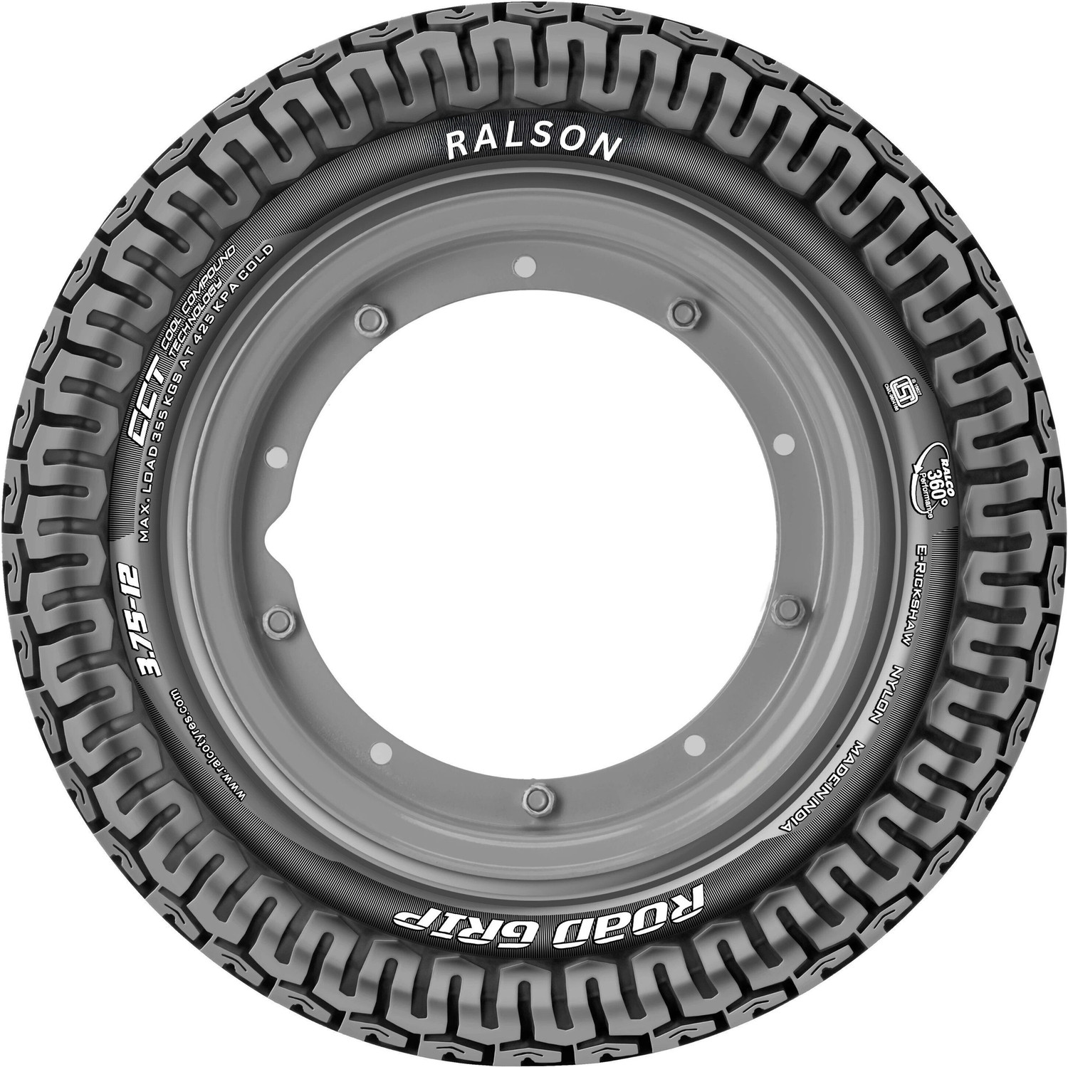 Image of RALSON ROAD GRIP 4PR 3.00-10 Front & Rear Two Wheeler Tyre