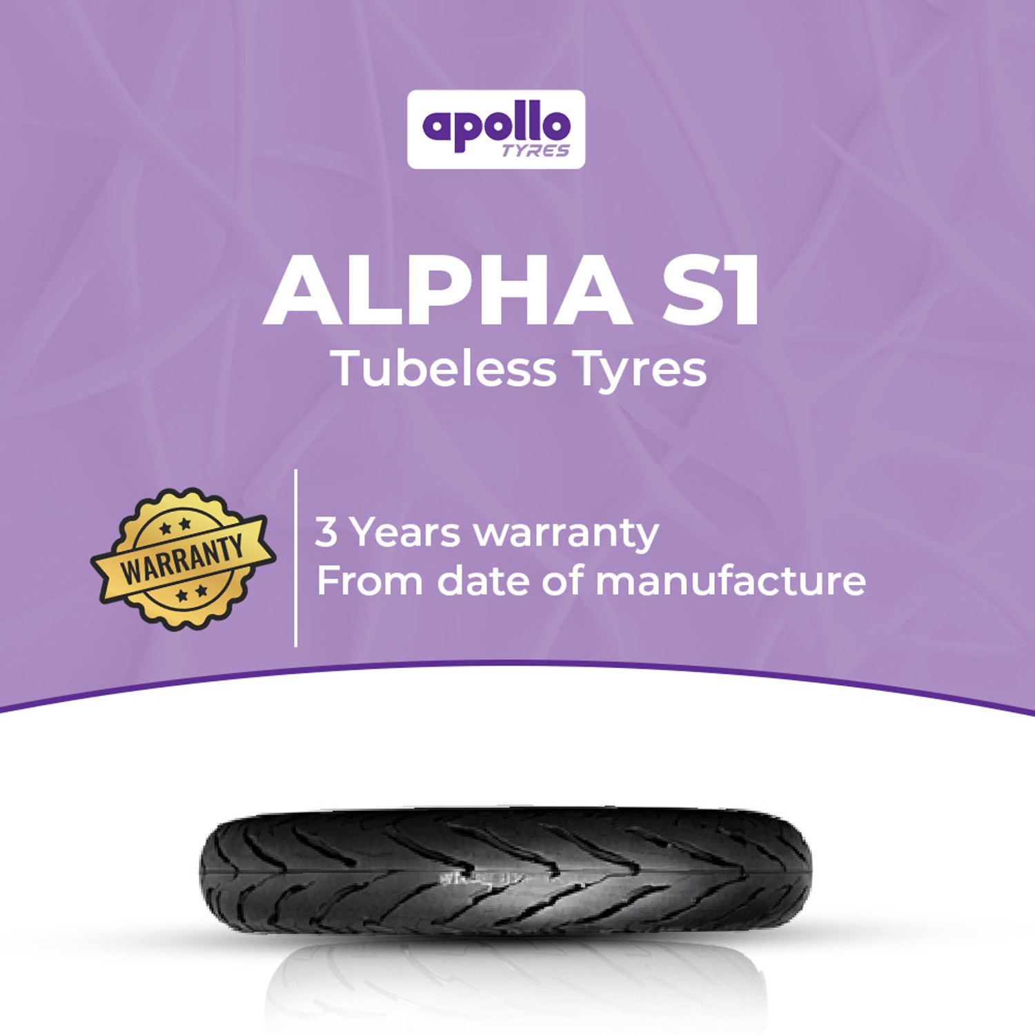 Image of Apollo Steel Belted Radial Tubeless Rear ALPHA S1 140 /60 R17 63H Rear Two Wheeler Tyre