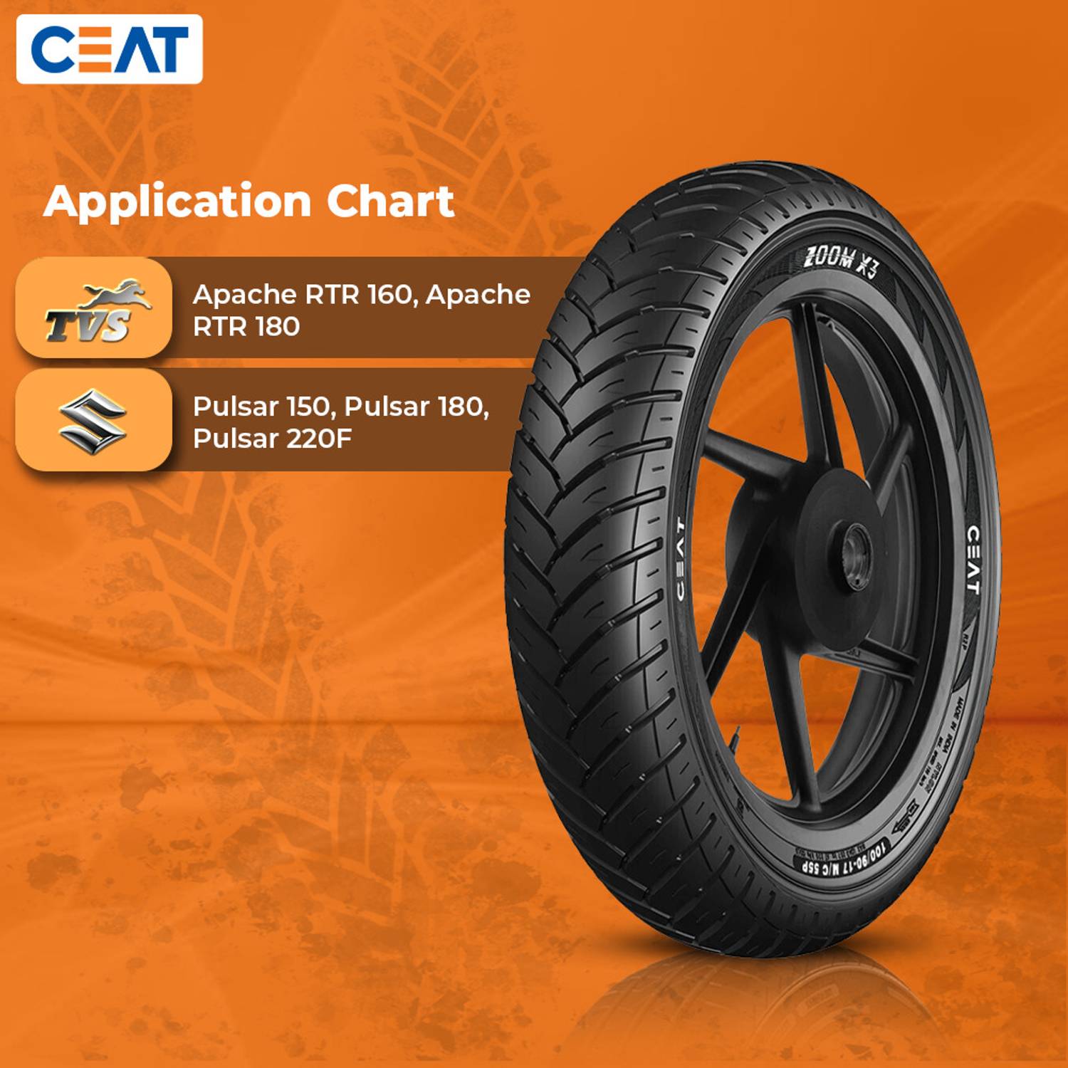 CEAT 106074 Zoom X3 61P 120/80-17 Rear Two Wheeler Tyre Price in